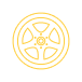Voyant Roue Jante : Alerte Pneu Tableau de Bord Voiture Voyant d'alerte jaune de roue ou jante sur fond noir, signalant un problème de pneu ou de pression sur un tableau de bord de voiture.